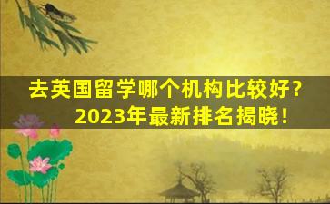 去英国留学哪个机构比较好？ 2023年最新排名揭晓！